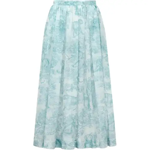 DIOR Dioriviera FW25 Dioriviera Mid Length Flared Skirt Casual Long Skirt Women's Lily Of The Valley Green