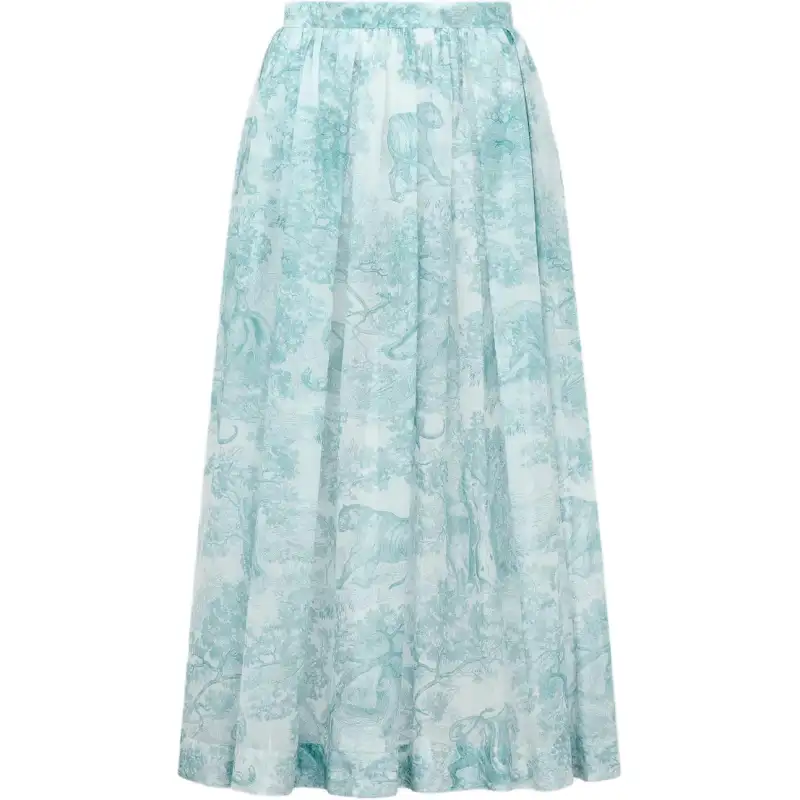 DIOR Dioriviera FW25 Dioriviera Mid Length Flared Skirt Casual Long Skirt Women's Lily Of The Valley Green