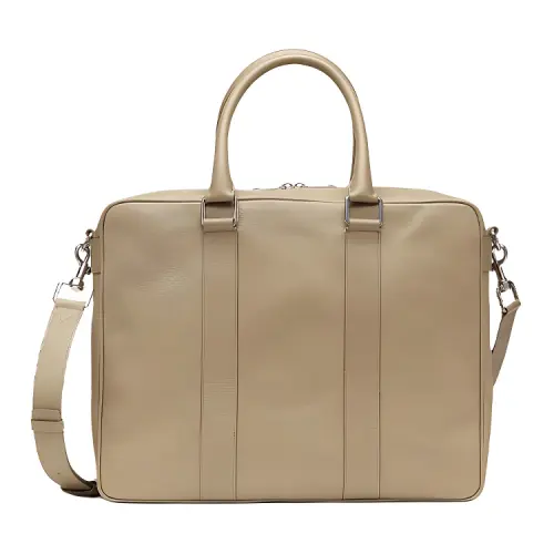 Bottega Veneta Pure Grain Cow Leather Briefcase, Shoulder Bag, Handbag Men's Taupe