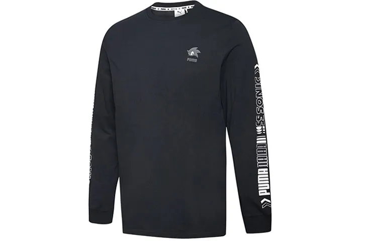 PUMA T-Shirts Men's Black Crew Neck Moderate Straight Fit