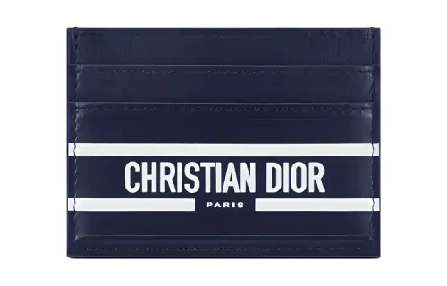 DIOR Patchwork Cow Leather Card Holder Card Holder Women's Blue