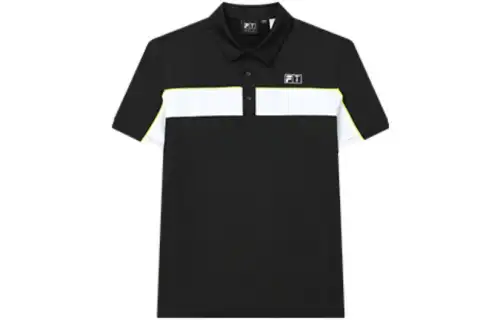 FILA Golf Polo Shirts Men's Pitch Black Polo Collar Moderate Straight Fit