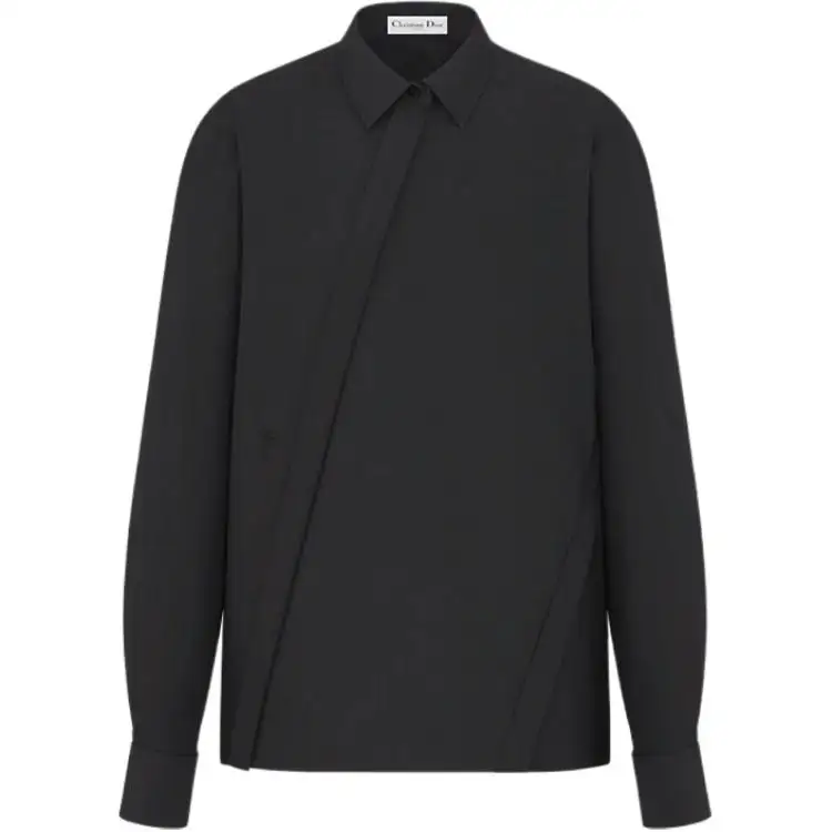 DIOR Shirts Women's Black Pointed Collar Moderate