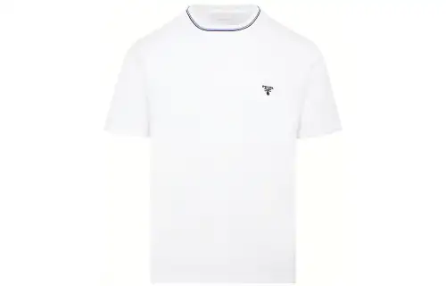 PRADA T Shirts Men's White Crew Neck Moderate Straight Fit