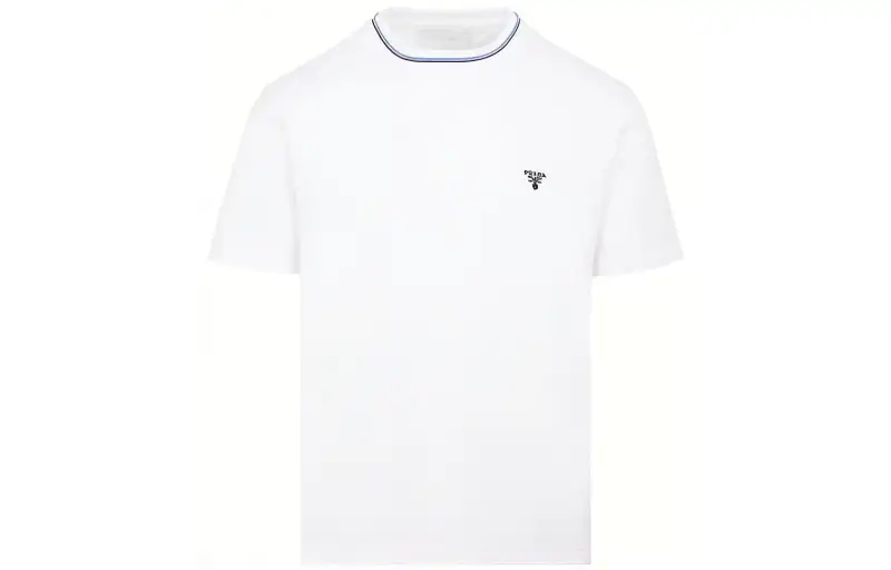 PRADA T Shirts Men's White Crew Neck Moderate Straight Fit