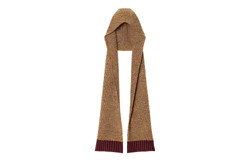 UNIQLO Acrylic Polyamide Polyester Sheep Wool Knit Scarves Unisex Brown