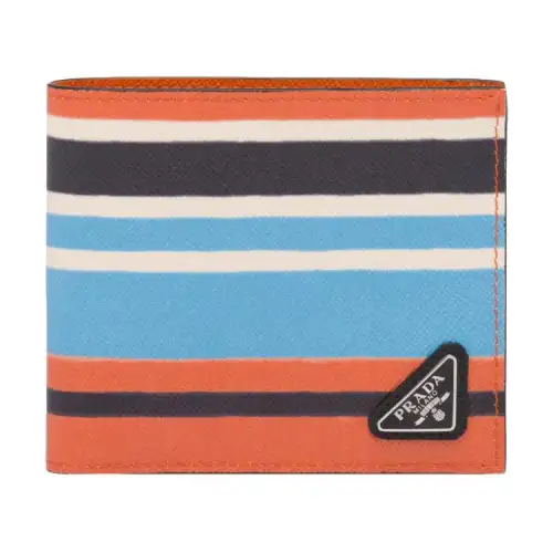 PRADA Saffiano Leather Wallet Men's Orange