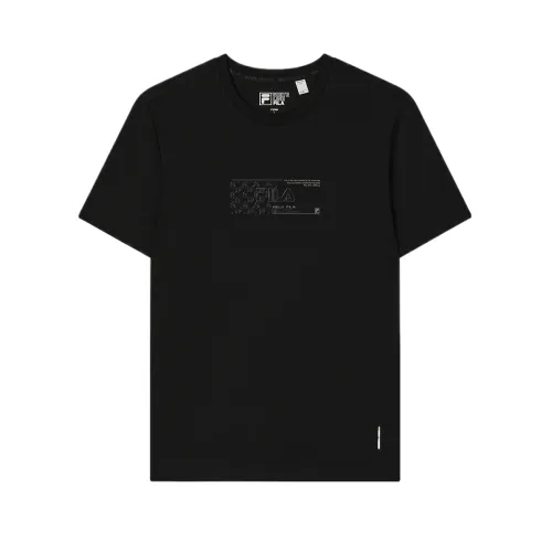 FILA WHITE T Shirts Men's Jet Black Crew Neck Thin