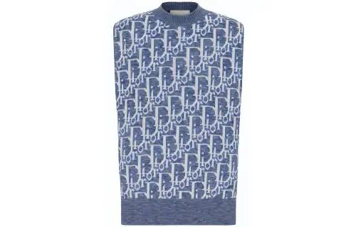 DIOR Sweaters Men's Blue Crew Neck Moderate Other