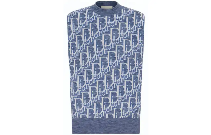DIOR Sweaters Men's Blue Crew Neck Moderate Other