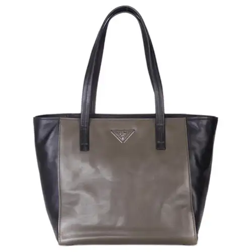 PRADA Cow Leather Handbag, Shoulder Bag Women's Black Green