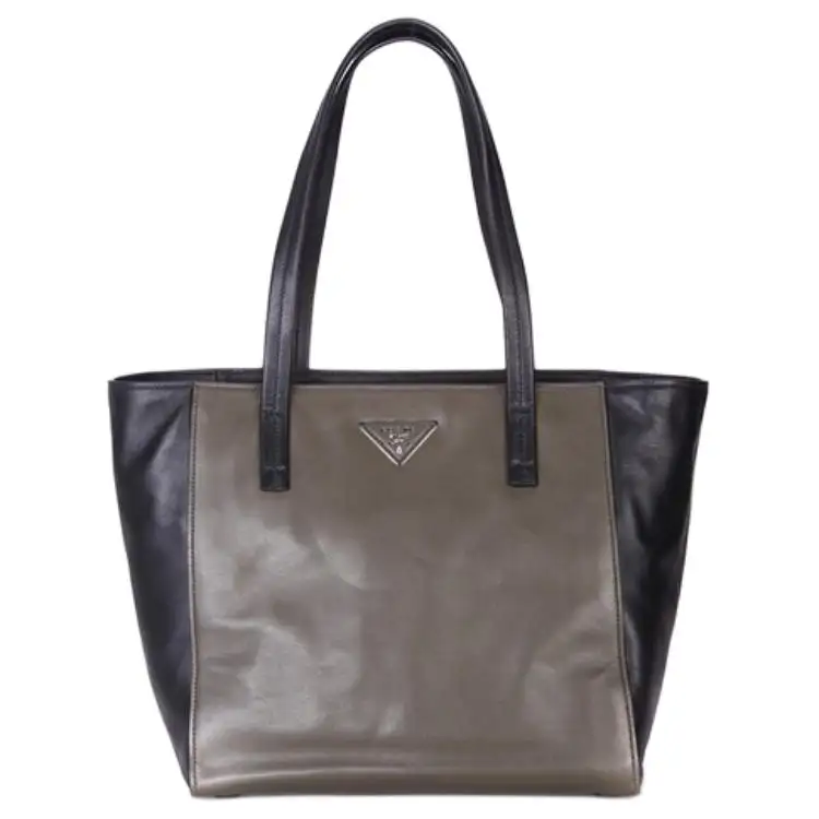 PRADA Cow Leather Handbag, Shoulder Bag Women's Black Green