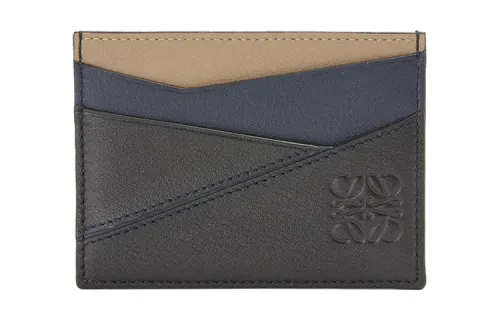 LOEWE Puzzle Cow Leather Card Holder Men's Black