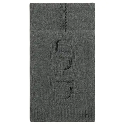HERMES Maillons Cashmere Knit Scarves Unisex Gray