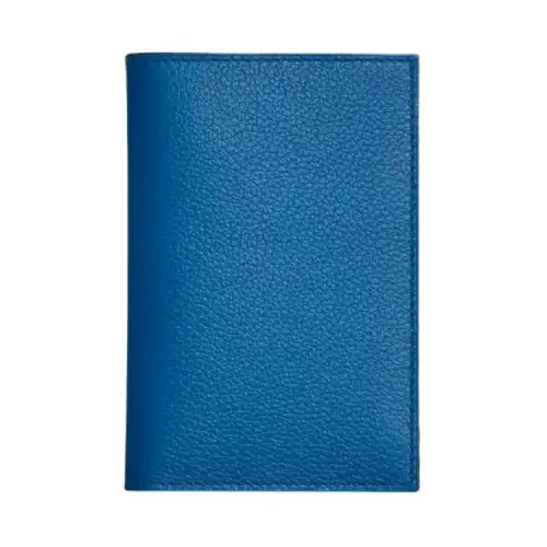 HERMES MC² Euclide Evercolor Leather Passport Holder Card Holder Women's 71 Bleu France French Blue
