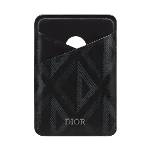 DIOR Canvas With Leather Detail Card Holder Men's Black