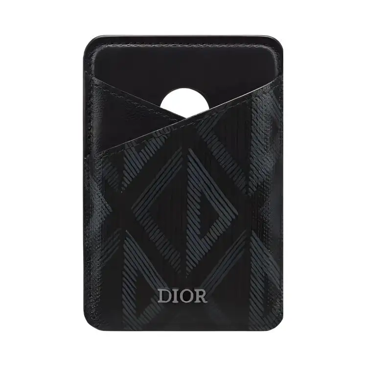 DIOR Canvas With Leather Detail Card Holder Men's Black