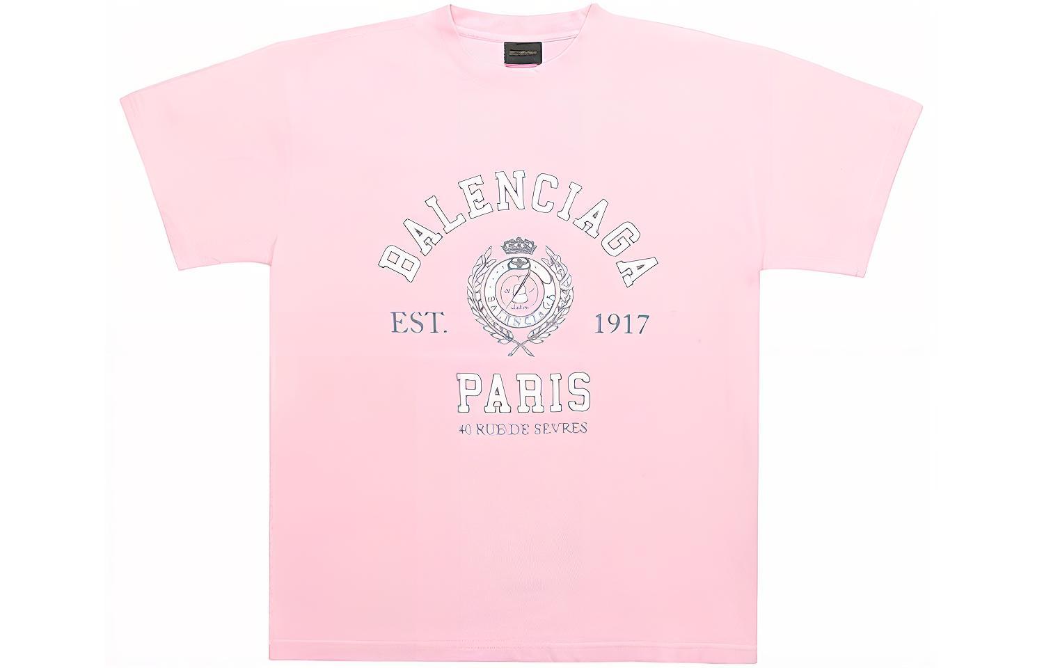 Женская футболка Balenciaga 612965TMV983167 (розовая)