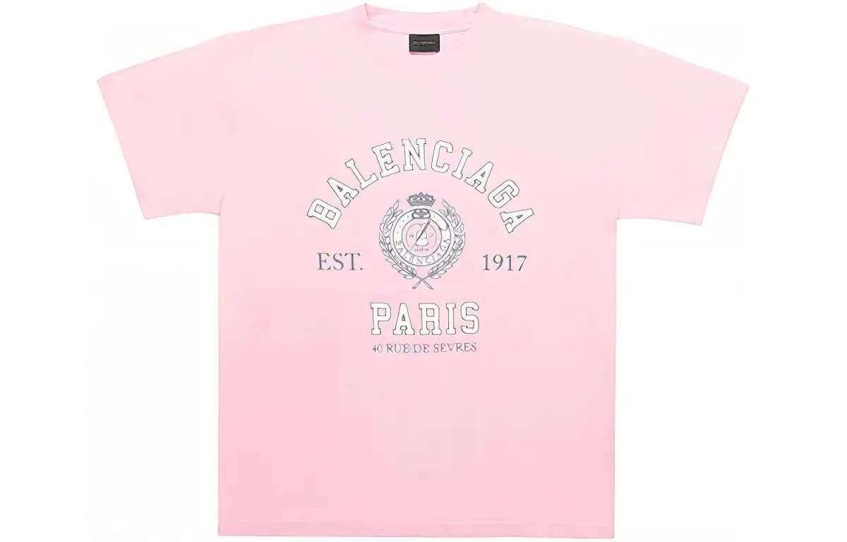 Balenciaga Drop Shoulder Sleeve T Shirt Women's Pink
