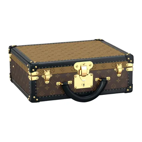 LOUIS VUITTON Coated Canvas Handbag Hard Case Storage Box Medium Unisex Brown