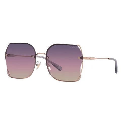COACH Metal Irregular Shape Sunglasses Women's Gold