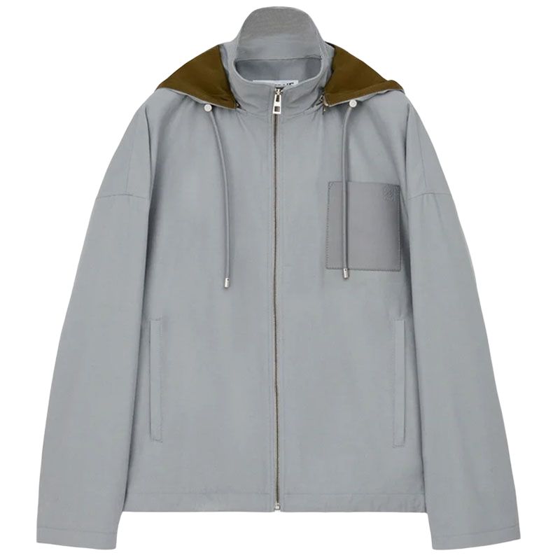 Мужская куртка LOEWE Twill Hooded Jacket (светло-серая)