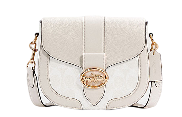 COACH Georgie Canvas With Leather God Of Wine Bag, Shoulder Bag, Saddle Bag, Crossbody Bag, Shoulder Bag Small Women's