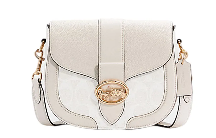 COACH Georgie Canvas With Leather God Of Wine Bag, Shoulder Bag, Saddle Bag, Crossbody Bag, Shoulder Bag Small Women's