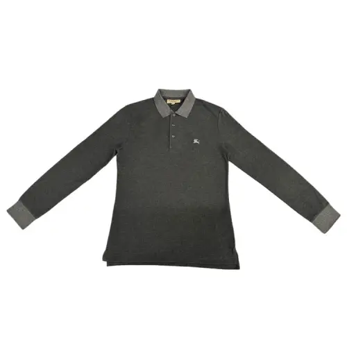 Burberry Polo Shirts Men's Gray Polo Collar Moderate Straight Fit