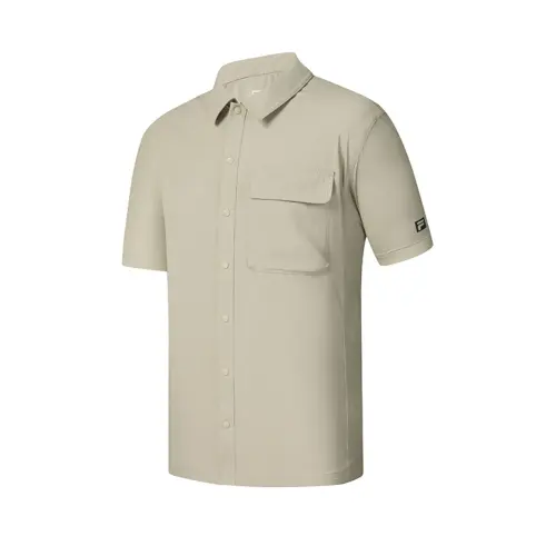 FILA Explorer Shirts Men's Oat Khaki DK Polo Collar Moderate Shirt