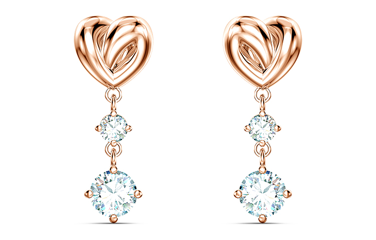 Женские серьги Swarovski Lifelong Heart (бело-золотые)
