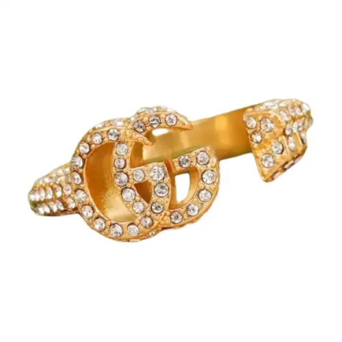 GUCCI GG Brass, Crystal Rings Women's