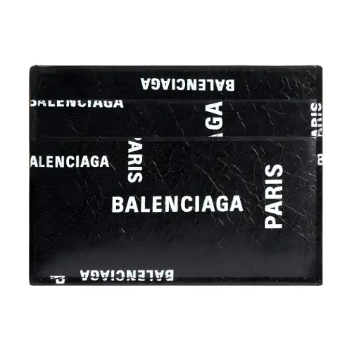 Balenciaga Bal Paris AlloverCash Card Holder Men Black White