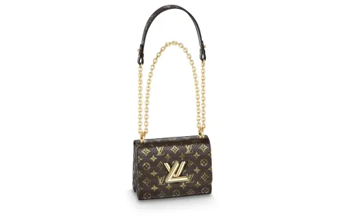 LOUIS VUITTON Twist Python Skin Shoulder Bag, Crossbody Bag Small Women's Brown