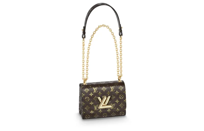 LOUIS VUITTON Twist Python Skin Shoulder Bag, Crossbody Bag Small Women's Brown