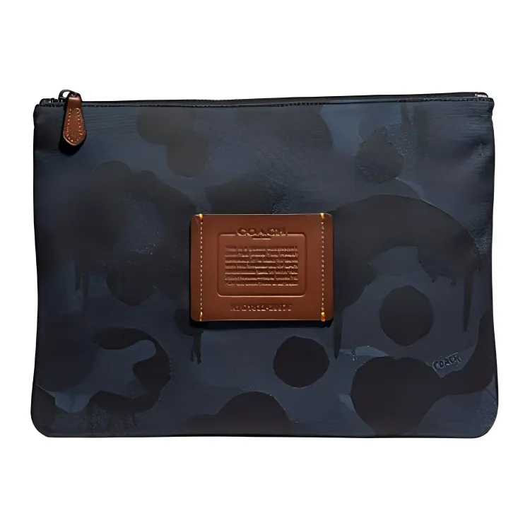 COACH Pouch Fabric Clutch Large Men's Black & Blue