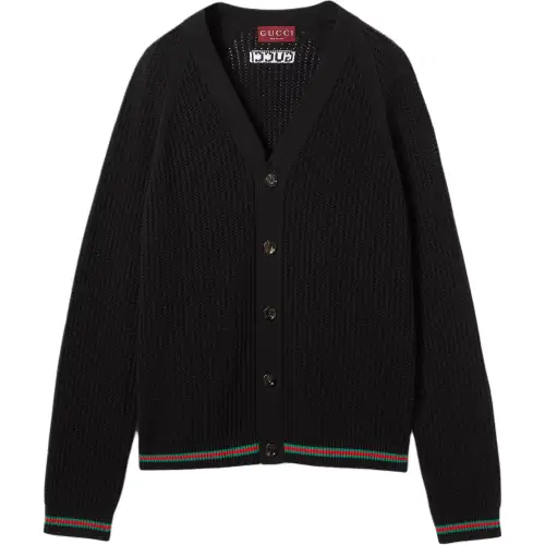 GUCCI Logo Embroidered Button Up Cardigan