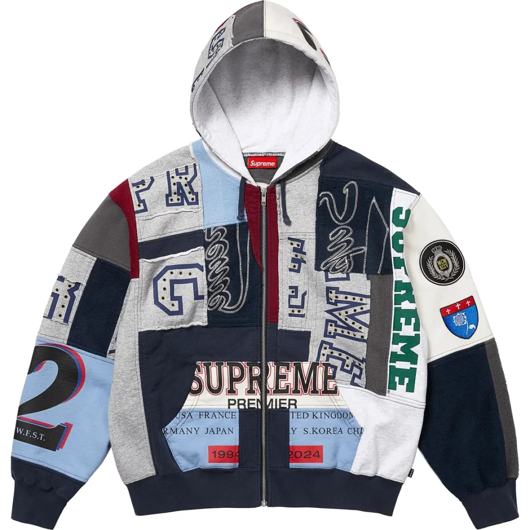 Supreme Patchwork zip-up hoodie