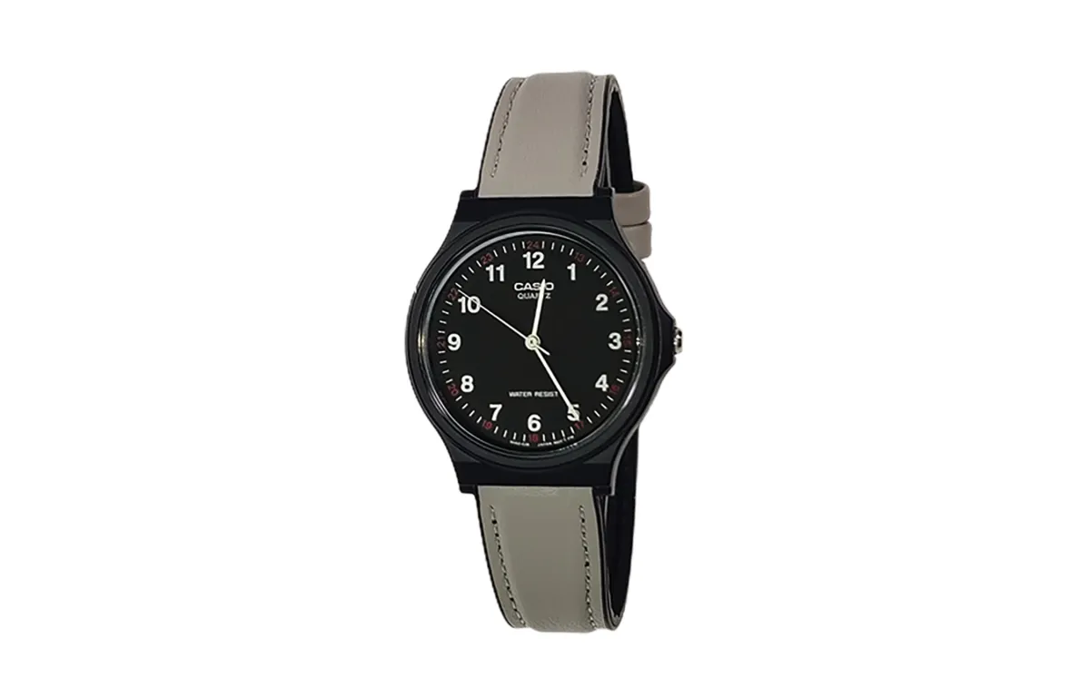 CASIO Custom Collection Quartz Movement Genuine Leather Strap Watch Men's Watches Black Dial