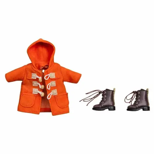 Clay, set, boots, orange woolen coat, accessories