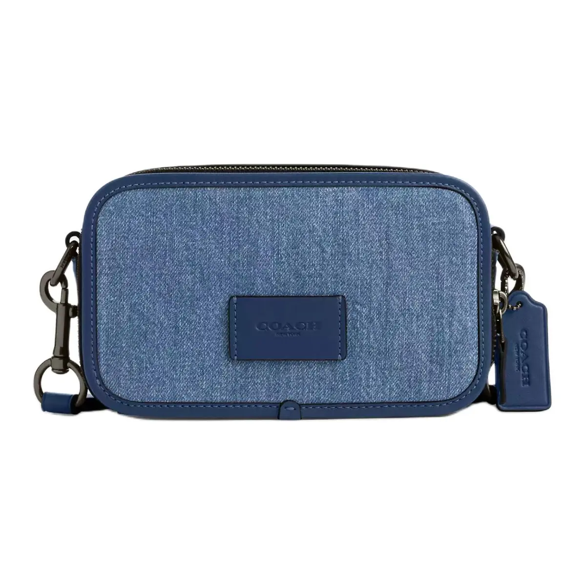 COACH Wyatt Denim Crossbody Bag, Shoulder Bag Small Men's Blue & Dark Blue