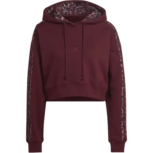 Adidas Originals 3 Stripe Animal Print Crop Hoodie