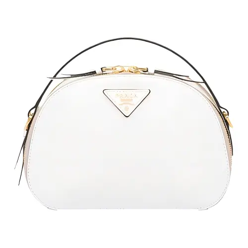 PRADA Saffiano Zip Closure Cow Leather Handbag, Shoulder Bag, Camera Bag, Crossbody Bag Women's White
