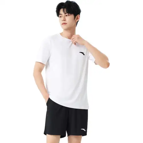 ANTA T Shirts Kids Pure White/Basic Black Crew Neck Thin