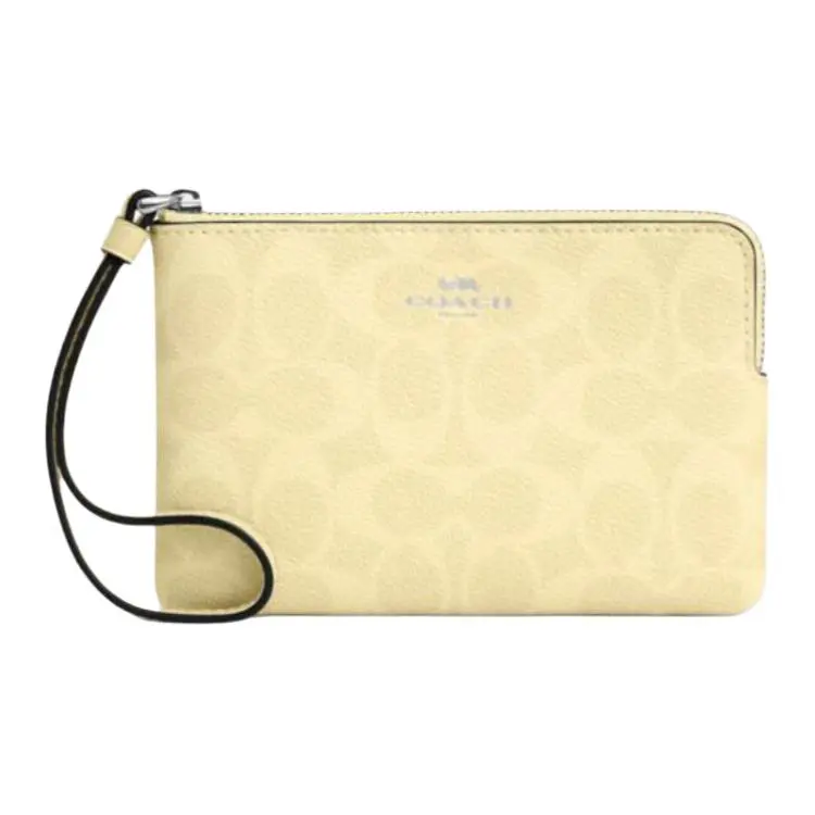 COACH Corner Zip Artificial Leather Clutches Small Women's Hay Color
