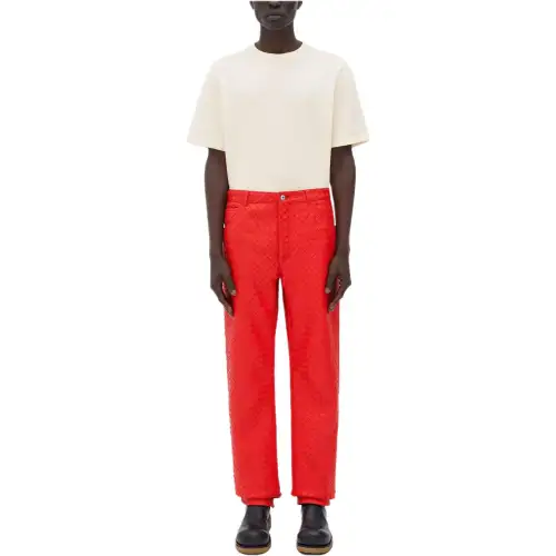 Bottega Veneta Casual Pants Men's Red Moderate Straight Fit Pants