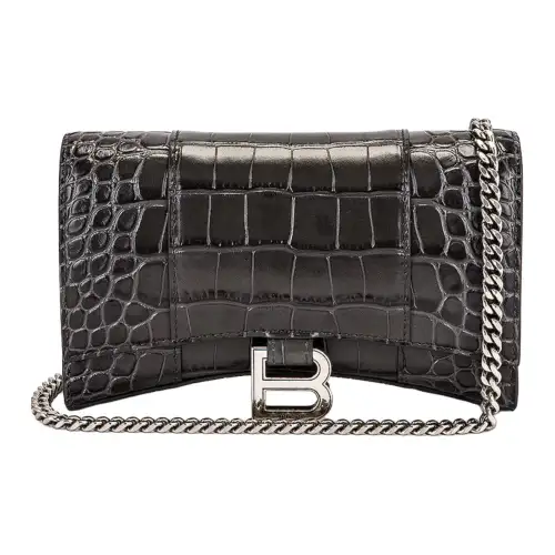Balenciaga Patchwork Leather Shoulder Bag Women's Dark Gray