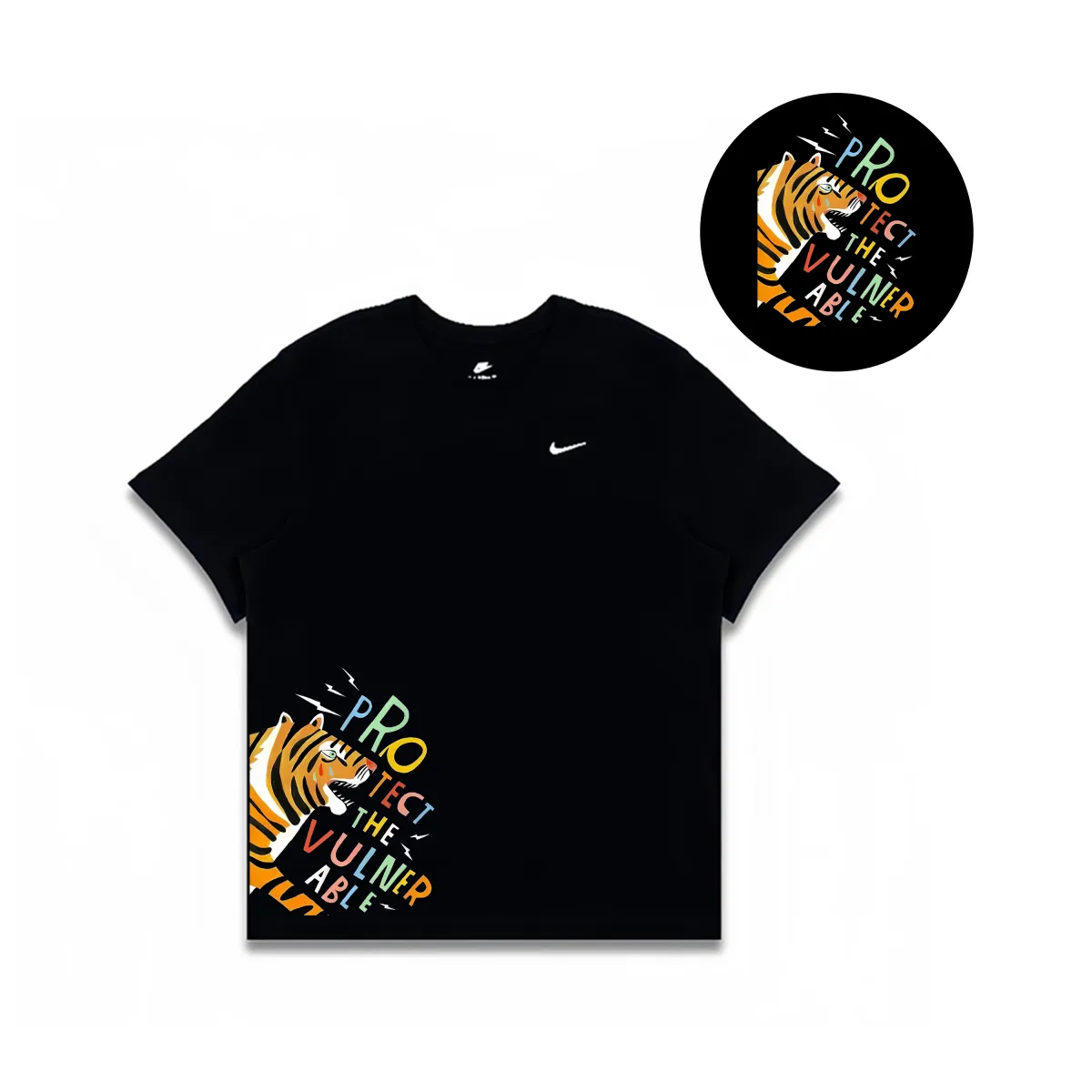 Nike T-Shirts Men's Black Crew Neck Moderate Straight Fit