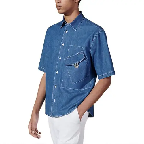 HERMES Shirts Men's Blue Moderate