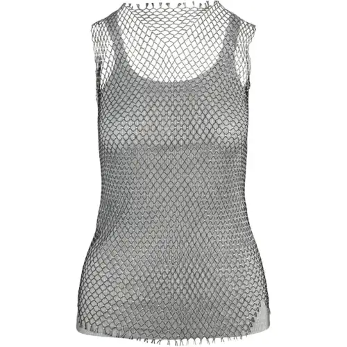 GUCCI Crystal Embellished Tank Top Grey